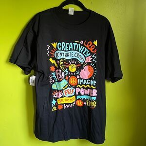 NWT Source Unknown Unisex Black Tee Shirt “Creativity” Size L